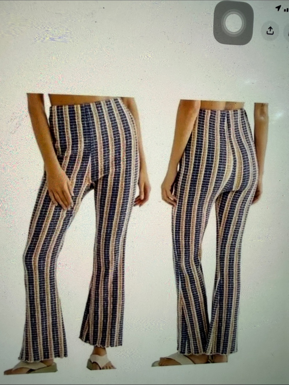 Free People Fineline Fine Line Slim High Waist Striped Flare Textured Boho Pants